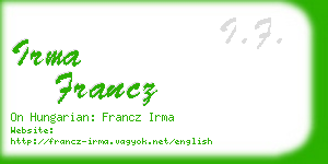 irma francz business card